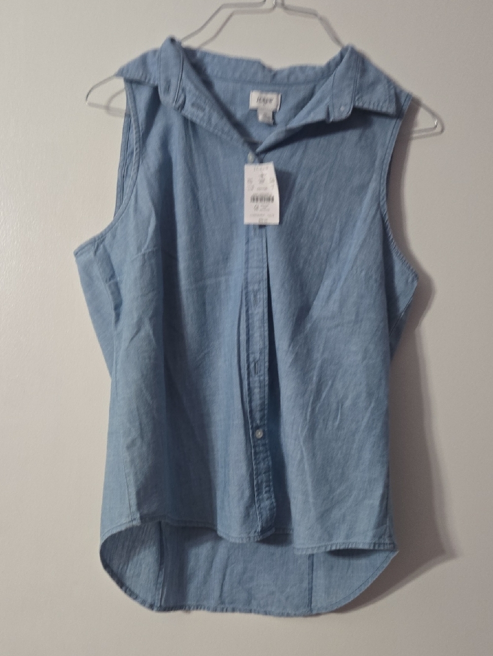 J. Crew Light Blue Sleeveless Chambray Button-Down Shirt